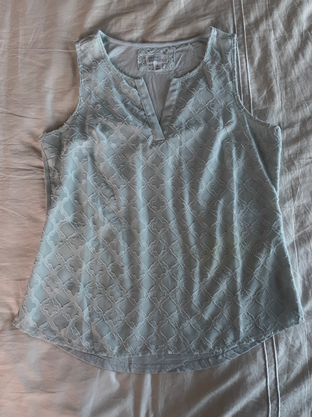 Market & Spruce Pale Blue Sleeveless Embroidered Keyhole Camisole